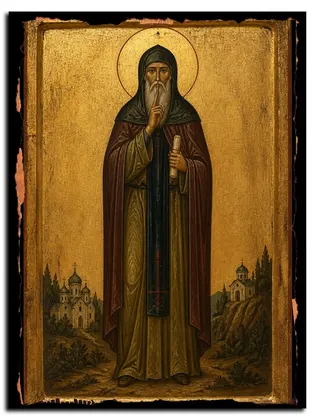 Онуфрий Печерский, Молчаливый преподобный — икона на дереве