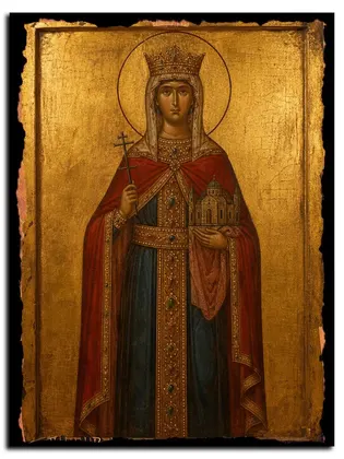 Августа (Василисса) Римская, императрица, мученица — икона на дереве