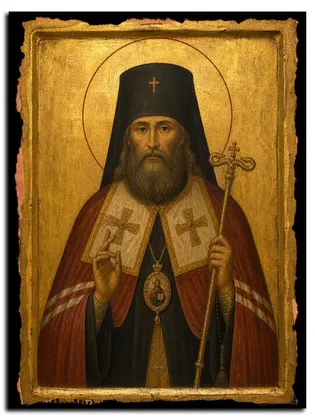 Августин (Беляев) священномученик, архиепископ Калужский — икона на дереве