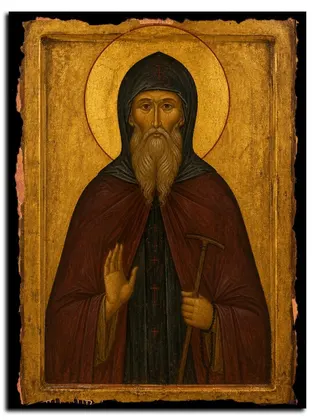 Вассиан (Василий) Константинопольский, преподобный игумен — икона на дереве