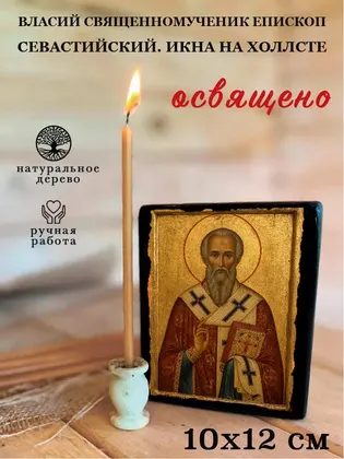 Власий Священномученик епископ Севастийский. Икна на холлсте — фото 3