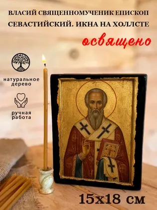 Власий Священномученик епископ Севастийский. Икна на холлсте — фото 5