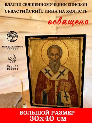 Власий Священномученик епископ Севастийский. Икна на холлсте — фото 7