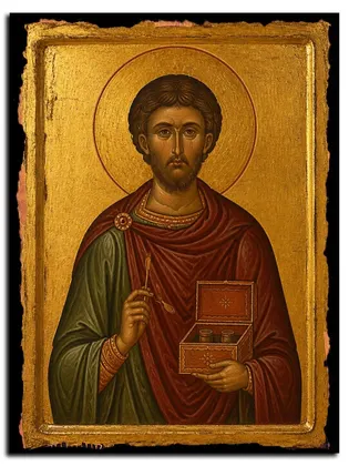 Дамиан Аравийский, Киликийский, бессребреник, мученик — икона на дереве
