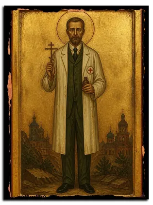 Евгений Боткин, врач, страстотерпец — икона на дереве
