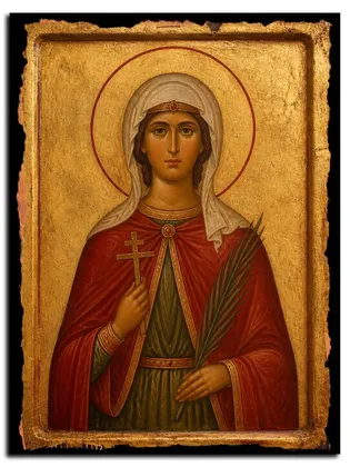Ирина Коринфская, мученица — икона на дереве