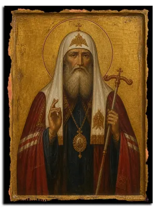 Патриарх Тихон — икона на дереве