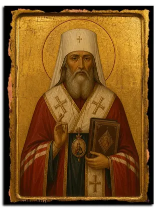 Святитель Николай митрополит Алма-Атинский, исповедник — икона на дереве