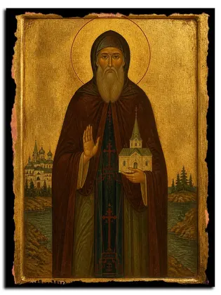 Преподобный Арсений Коневский — икона на дереве