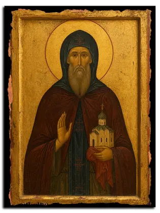 Сергий Сребрянский, преподобноисповедник — икона на дереве
