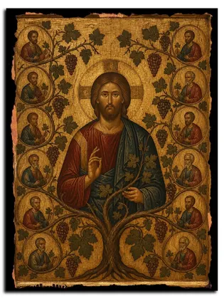 Спас сладкая лоза — икона на дереве