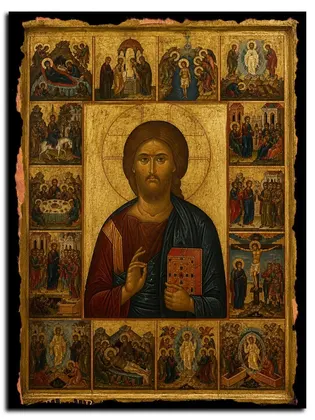 Спаситель с клеймами — икона на дереве