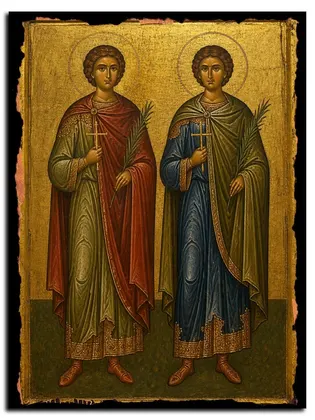 Флор и Лавр, святые мученики — икона на дереве