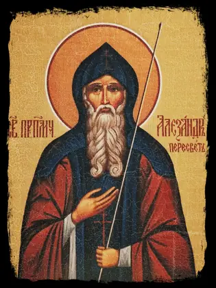 Александр Пересвет — икона на дереве ручной работы