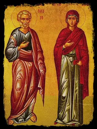 Иоаким и Анна — икона на дереве